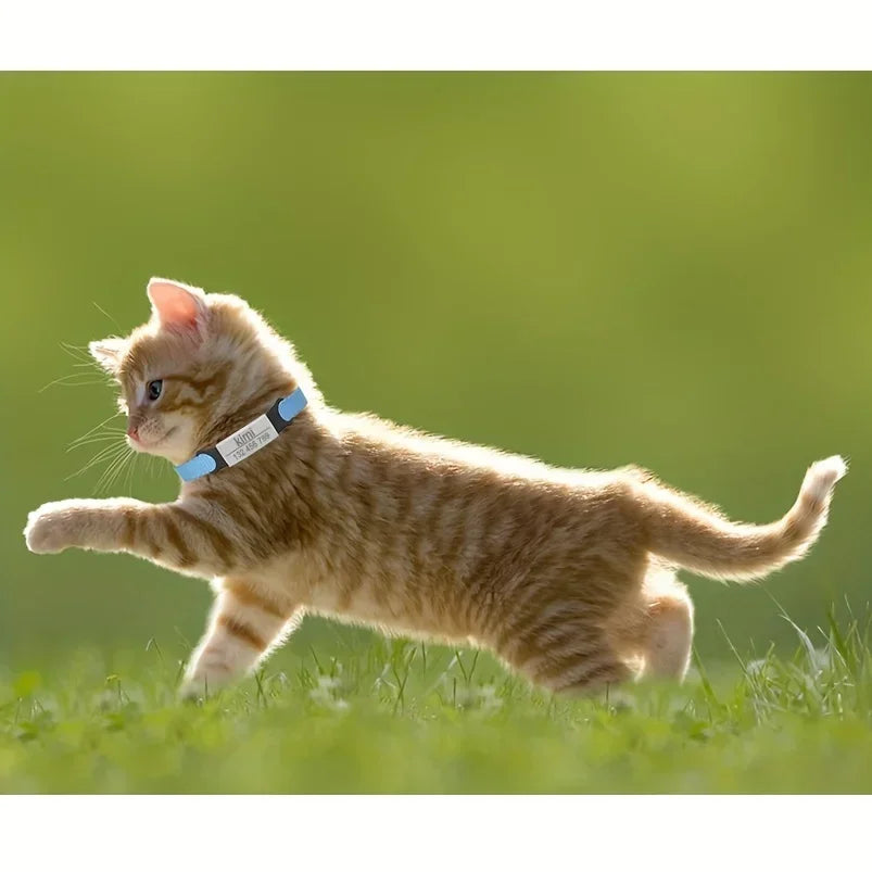 Personalized Cute ID Tag Cat Collar - Safe Breakaway Design with Engraved Name Phone Number Ideal Gift for Cat Lovers Pet Owners