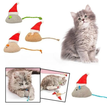 5pcs Mix Pet Toy Catnip Mice Cats Toys Christmas Hat Mouse Cat Chew Toy Fun Plush Mouse Cat Toy For Kitten Pet Supplies