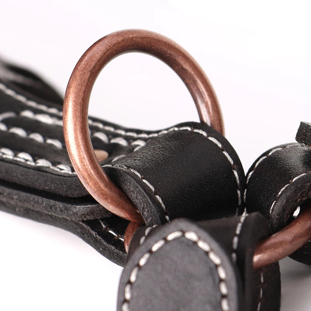 Genuine Leather Dog Harness Durable Large Dogs Harnesses Riveted Pet Training Vest With Metal Accessories For Medium Large Dogs