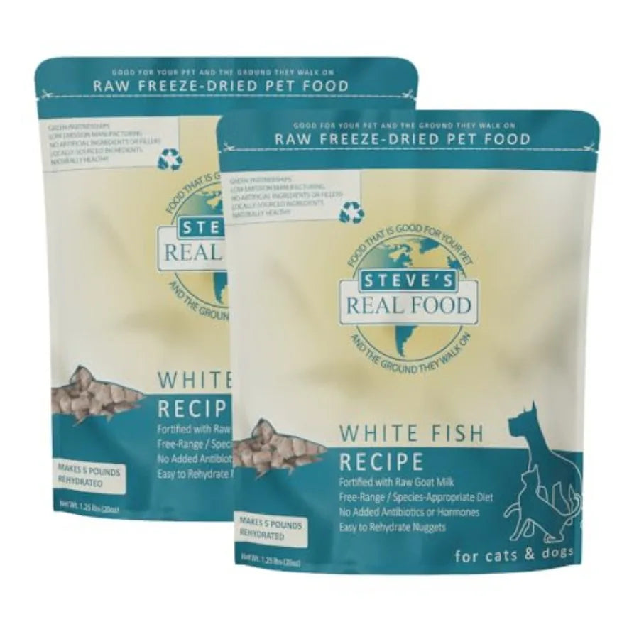 Freeze-Dried Raw Nuggets 2-Pack - White Fish Recipe - Raw Pet Food for Dogs and Cats - 20 oz in Each Bag