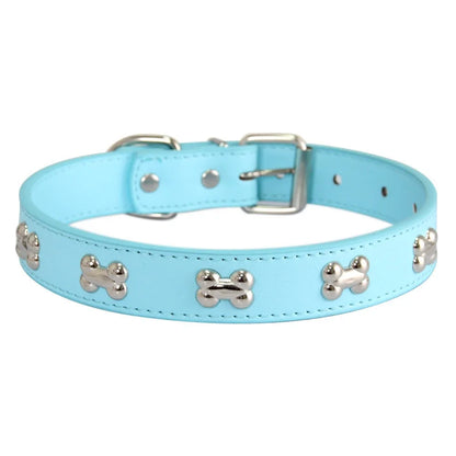 New Bone Leather Durable Pet Dog Collars Puppy Pug Collars for Small Large Dog Puppy Neck Collar GXQ13