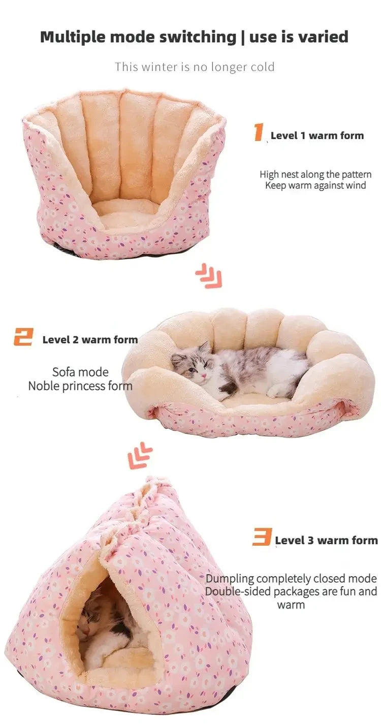 Cute Warm Cat Bed Nest Small Dog Kennel Winter Thick House Pet Puppy Sleeping Bag Super Soft Plush Cat Sleeping Bed Pet Cushion