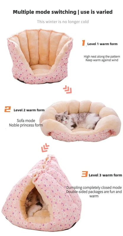 Cute Warm Cat Bed Nest Small Dog Kennel Winter Thick House Pet Puppy Sleeping Bag Super Soft Plush Cat Sleeping Bed Pet Cushion