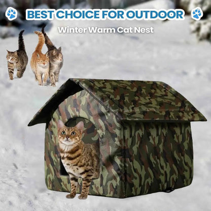 Outdoor Cat House Foldable Weatherproof Outdoor Oxford Cat Shelter Non Slip Bed Tent Hideaway Windproof Condos for Sleeping