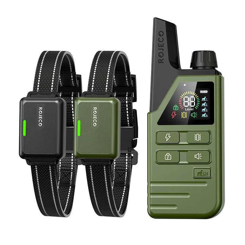 ROJECO Electric Dog Training Collar IPX7 Waterproof Dog Bark Stop Collar With Remote Control Rechargeable Anti Barking Device