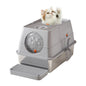 Stainless Steel Cat Litter Box, High Sided Enclosure Cat Toilet With Lid, Front And Top Door, Sand Filter Pedal & Litter Scoop