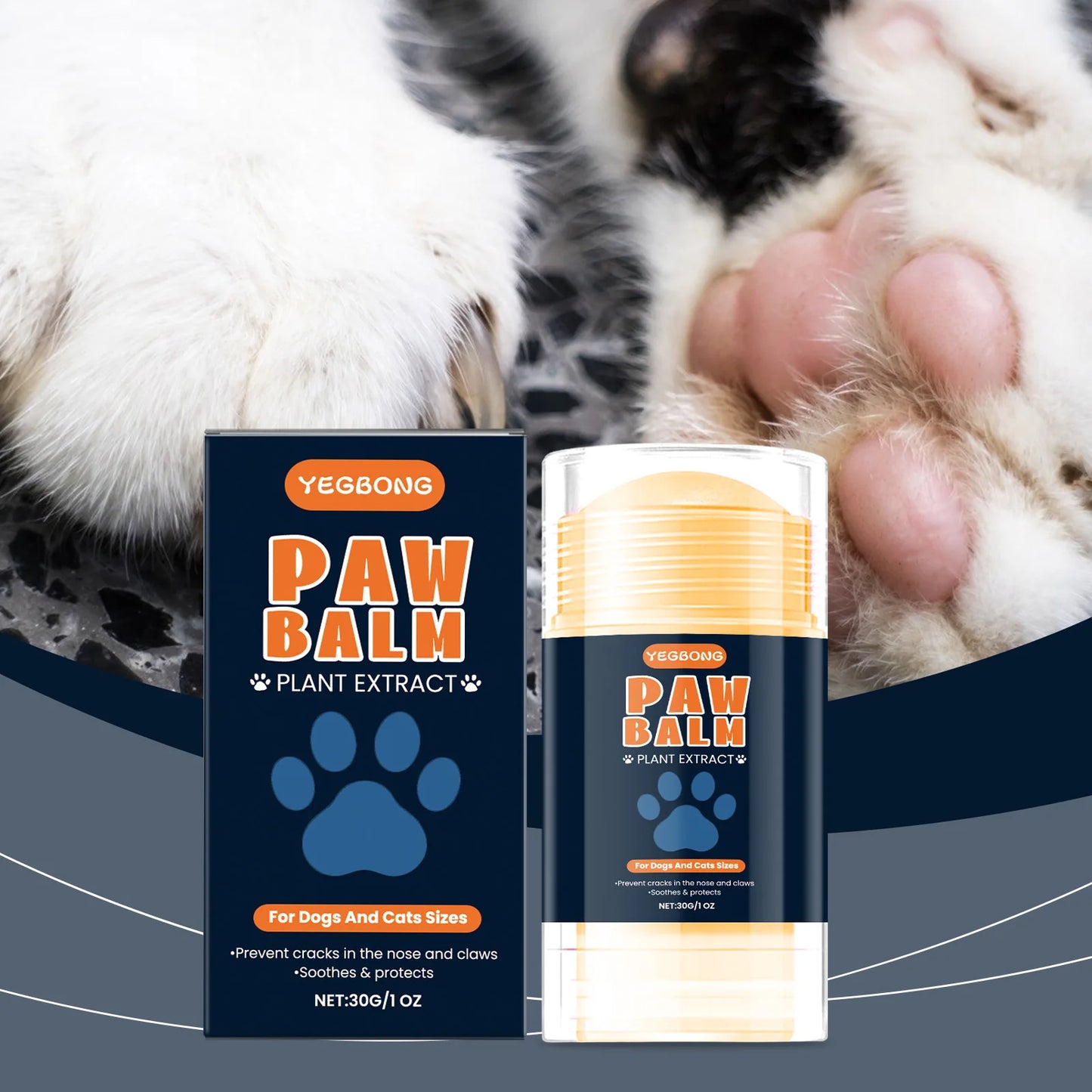 YEGBONG Pet Paw Stick for Dogs Cats Natural Balm Dry Cracked Paws Protection Hypoallergenic Safe Licking Nourishing Care Winter