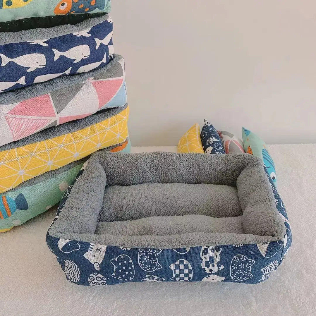Soft Pet Bed Cat Bed Dog Bed Pet Mattress with Pillow Winter Warm Comfortable Sleeping Mat for Cats Dogs Plush Cat Mat Cat House