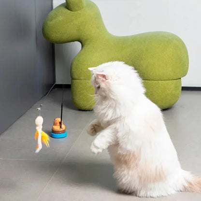 Simulation Capybara Cat Toys Interactive Bird with Bell Cat Stick Toy for Kitten Playing Teaser Wand Toy Pet Cats Supplies