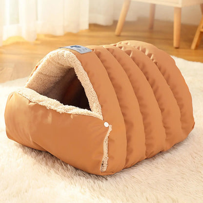 Semi Enclosed Pet Cave Bed Warm Comfortable Windproof Sleeping Sack Washable Pet Nest for Cats Small Dogs Indoor Outdoor