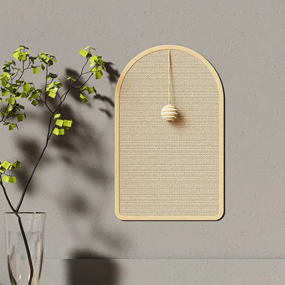Large Sisal Cat Activity Station Scratching Post Pad Washable with Hanging Ball Toy Fun Play Self Adhesive Wall Mount Panel