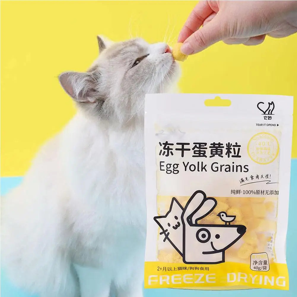New 40g Freeze Dried Egg Yolk Granules Beautify Smoothing Freeze-dried Hair Cat To Pet Pets Healthy Food Snacks Cat Safe