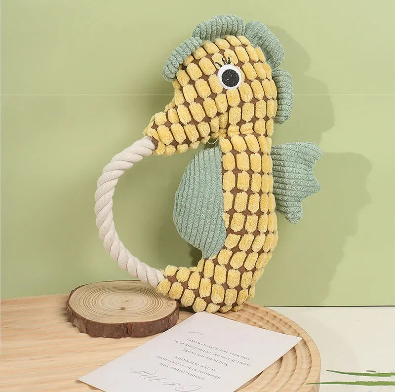 Pet Dog Plush Toy Interactive Dog Squeak Toys Bite Resistant Puppy Grinding Teeth Toy Funny Pet Seahorse Toy Dog Accessories