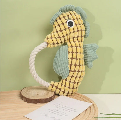 Pet Dog Plush Toy Interactive Dog Squeak Toys Bite Resistant Puppy Grinding Teeth Toy Funny Pet Seahorse Toy Dog Accessories