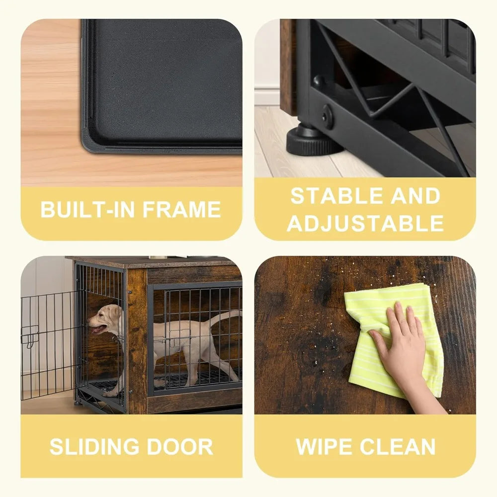 Dog Crate Furniture, Wooden Dogs Crate Table, Double-Doors Dogs Furniture, Indoor Doges Kennel, Dog House,Customized