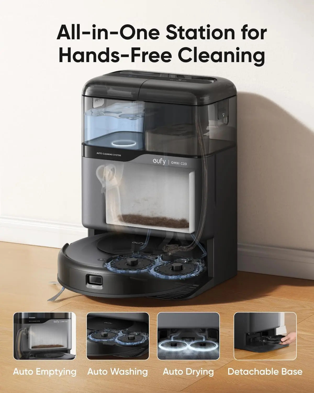 Refurbished eufy Omni C20 Robot Vacuum and Mop Combo, All-in-One Station（3-Month Warranty)