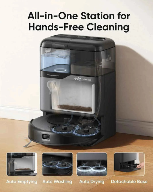 Refurbished eufy Omni C20 Robot Vacuum and Mop Combo, All-in-One Station（3-Month Warranty)
