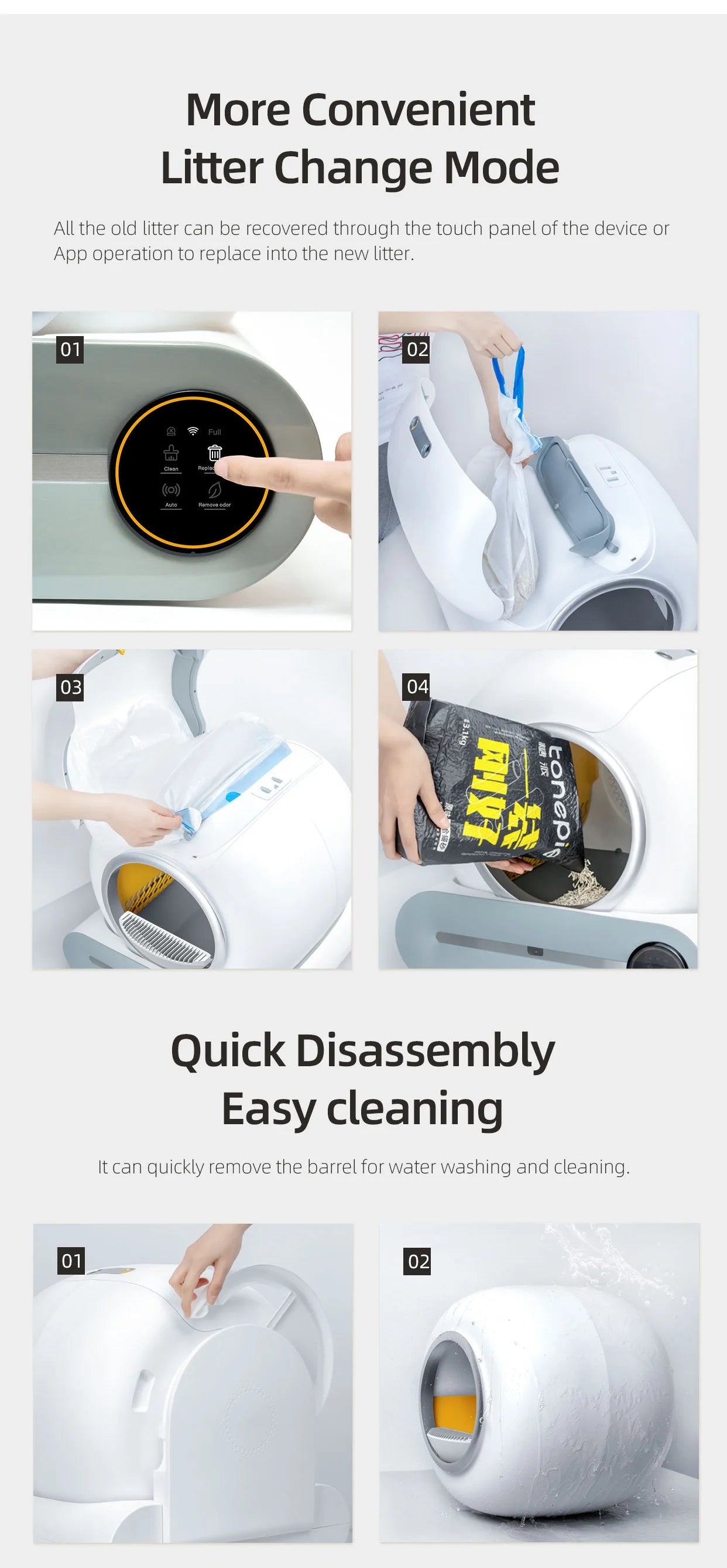 Self-Cleaning Cat Litter Box Automatic 65 Large Fully Enclosed Cat Toilet with App English Version Control Rascador Para Gato