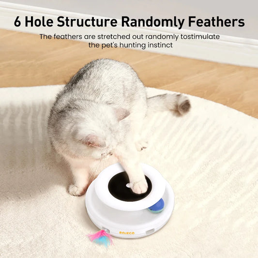 ROJECO 2-in-1 Smart Cat Toy – Automatic Feather & Fun Ball Set with 5 Modes for Cats & Dogs - Pet Suppie