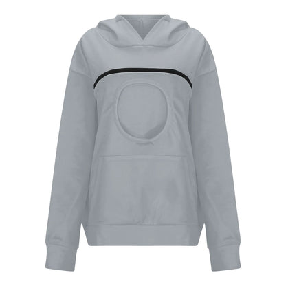 Plus Size 3XL Oversized Hoodies Women 2 in 1 Kangaroo Hoodie Sweatshirts for Pet Lover Cat Carrier Pouch Unisex Pullovers Tops