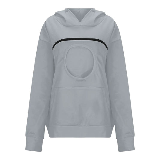 Plus Size 3XL Oversized Hoodies Women 2 in 1 Kangaroo Hoodie Sweatshirts for Pet Lover Cat Carrier Pouch Unisex Pullovers Tops