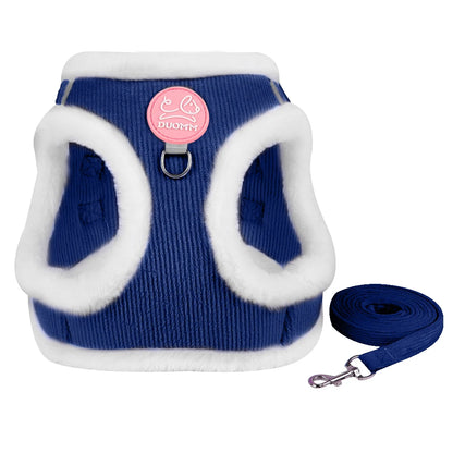 Winter Cat Dog Harness and Leash Comfortable Plush Pet Vest Harness for Small Dogs Cats Outdoor Walking Lead Chihuahua Collar