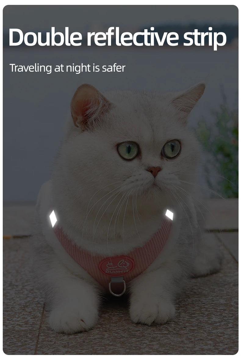 Cat Winter Small Dog Harness Leash Rabbit Plush Reflective Pet Harness Vest-Style Puppy Outdoor Dog Lead Walking Cat Windproof