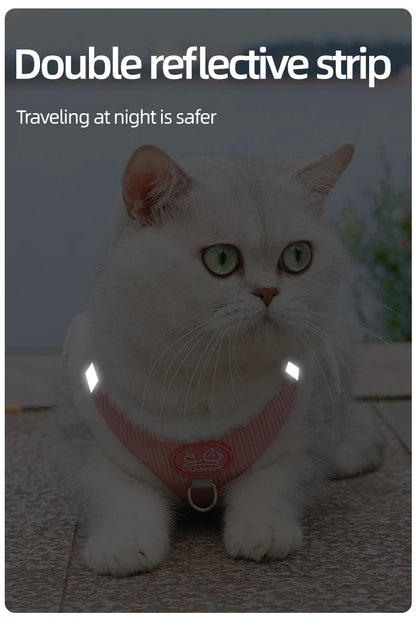 Cat Winter Small Dog Harness Leash Rabbit Plush Reflective Pet Harness Vest-Style Puppy Outdoor Dog Lead Walking Cat Windproof