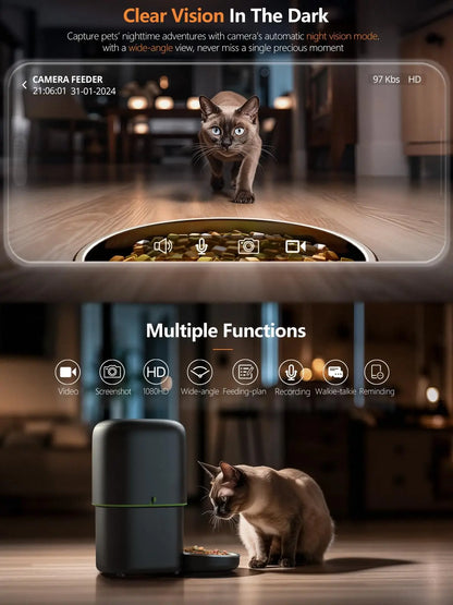 Automatic Cat Feeder Camera Furpipi Pet Smart Cat Food Kibble Dispenser Tuya Control WiFi Auto Feeder For Cats Dog Accessories