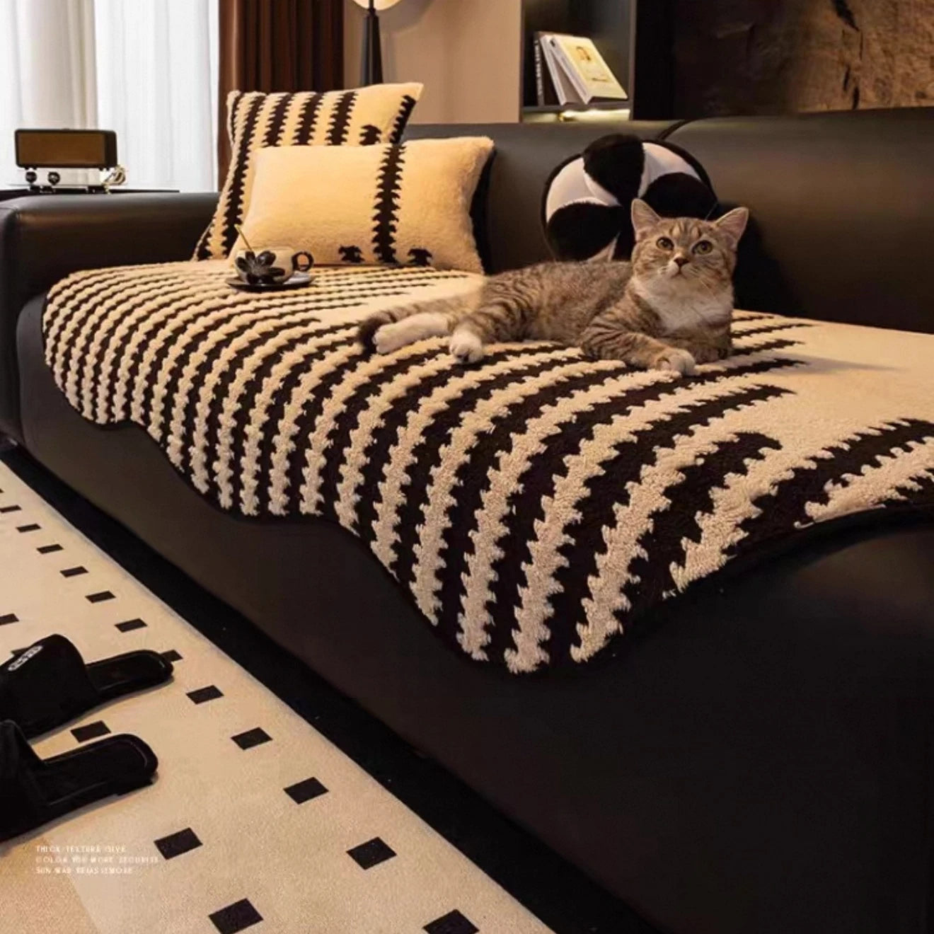 Unique Shape Warm Jacquard Tuffed Fleece Anti-Slip Sofa Cover for Living Room Couch Seat Cover, Universal Sofa Slipcover