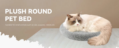 ATUBAN Cat Bed for Indoor Cats, Round Cat Bed for Curl Sleep Basic Pet Mat Wahable Bed for Small Puppy Cats Rabbit, Medium