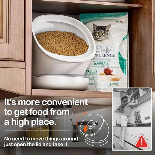 White Pet Food Storage Container for Treats & Dry Food 6 Lb Capacity Kitchen Food Grade Transparent Lid for Easy Viewing
