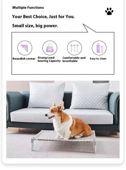 Elevated Pet Cot Stainless Steel Frame - All Season Military Dog Bed Removable Washable Off Ground for Small Pets