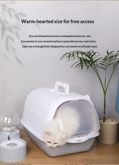 Cleaning Cat Litter Box Large Enclosed Anti Splash UV Sterilization Odor Control Pet Toilet Cat Supplies Cat Litter Catcher