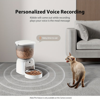 Automatic Pet Feeder with HD Camera And Wifi, Designed for Cats And Dogs, Featuring a Stainless Steel Bowl, 10-Second Voice Recorder, And Remote Control Via Android And Ios App, Weighing 135.27 Ounces, Without Battery