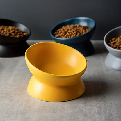 Raised Non-Slip Ceramic Pet Food Bowl - Perfect For Cats & Dogs!