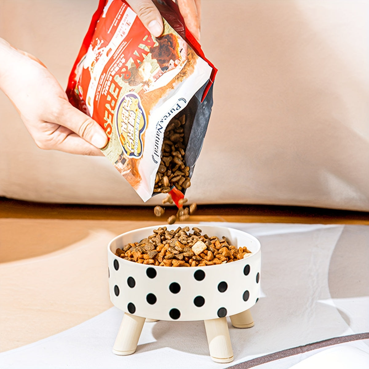 1pc Elevated Dog Feeder Bowl, Anti-choking Raised Dog Food And Water Bowl With Wooden Stand, Pet Feeding And Drinking Supplies For Small And Medium Sized Dogs Cats