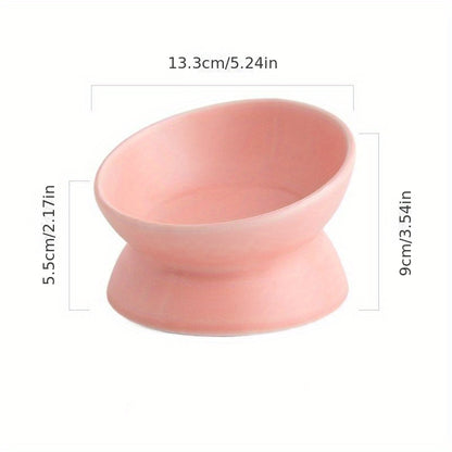 Raised Non-Slip Ceramic Pet Food Bowl - Perfect For Cats & Dogs!