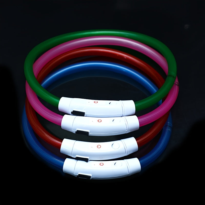 LED Light Collar | Luminous Anti-Lost Dog Collar, USB Rechargeable, ABS Material, Lithium Polymer Battery