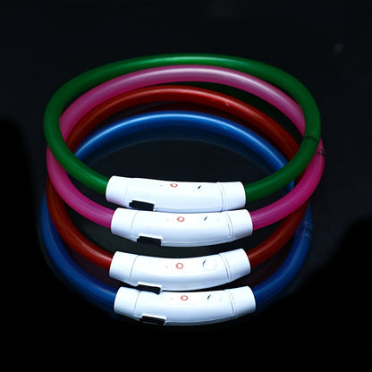 LED Light Collar | Luminous Anti-Lost Dog Collar, USB Rechargeable, ABS Material, Lithium Polymer Battery