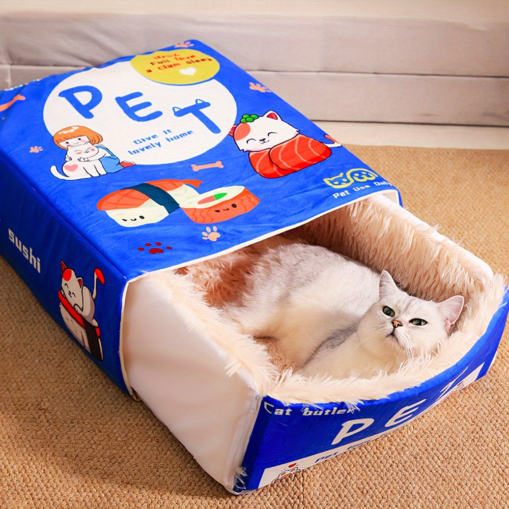 Rectangular Fully Closed Cat Nest, Snack Box Style Pet Cat Bed Universal Pet Nest For All Seasons