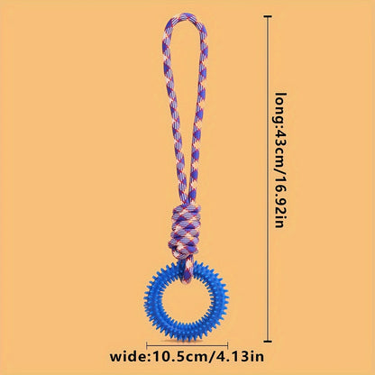 1pc Durable Thorn Circle Dog Rope Toy with Secure Handle - Interactive Teeth Cleaning & Grinding Chewing Toy for Aggressive Chewers - Enhances Pet Dental Health & Playtime Bonding