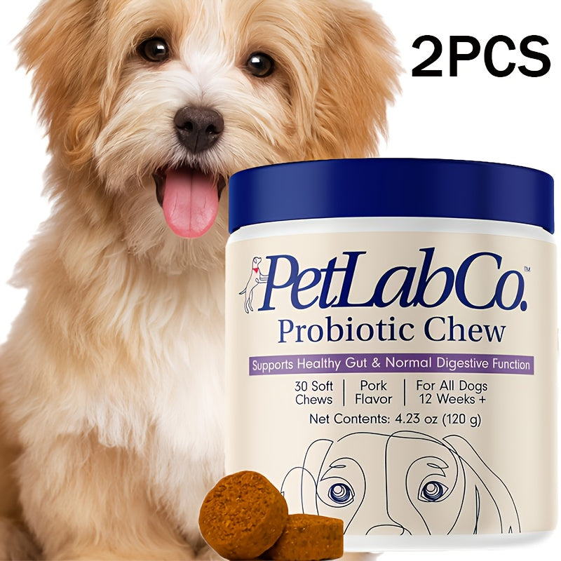 2-pack Of Probiotics For Dogs, Supports Gut Health, Improves Digestion And Seasonal Reactions - Pork Flavor - 60 Softgels, Natural Plant-based Formula.