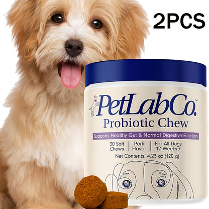 2-pack Of Probiotics For Dogs, Supports Gut Health, Improves Digestion And Seasonal Reactions - Pork Flavor - 60 Softgels, Natural Plant-based Formula.