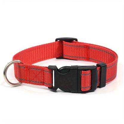 1pc Reflective Striped Dog Collar Escape Proof Nylon Dog Collar With Quick Release Buckle For Small Medium Large Sized Dogs Christmas Gift