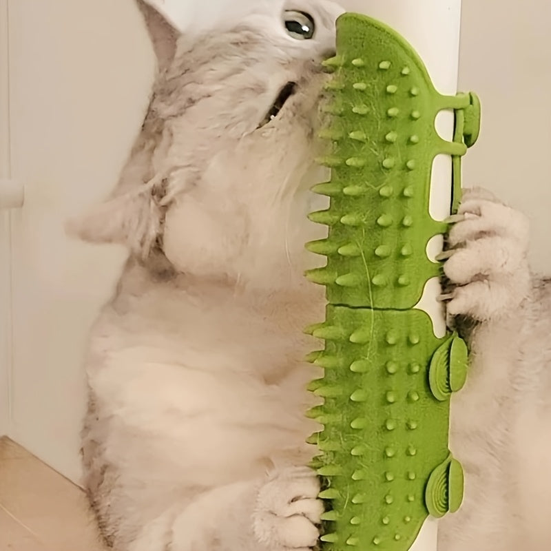 Silicone Cat Scratcher Brush with Adjustable Strap - Relax & Itch Relief, Non-Electric Pet Grooming Tool, Random Color, Desk Leg Strap