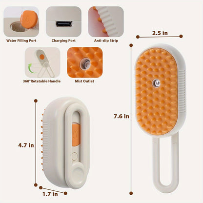 4 in 1 Cat Steam Brush for Shedding, Rechargeable Cat Brush with Steam, Anti-Static Steam Pet Brushes, Massage, Cleaning, Shedding & Combing All In One!