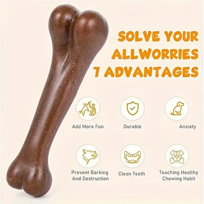 Beef-Flavored Durable Chew Toy for Dogs - Interactive Bone Design, Tough & Safe for All Breeds, Promotes Dental Health & Playtime Fun, Pet Dental Care | Engaging Pet Toy | Durable Polypropylene, Dog Toys for Aggressive Chewer