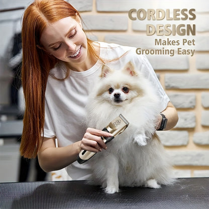 Professional USB- Electric Dog & Grooming Kit with Thick Ceramic Clippers, Brush & Measuring Tool - Low-Voltage Pet Hair Trimmer Suitable for &, for Dogs, Cats, Puppies, Kittens