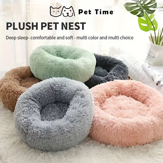 Cozy Circular Cat Bed & Small Dog Nest - Soft Warm Pet Mat with Cushioned, Durable Fiber for all-Season /Outdoor Use, Easy-Clean Bedding for Kittens and Puppies